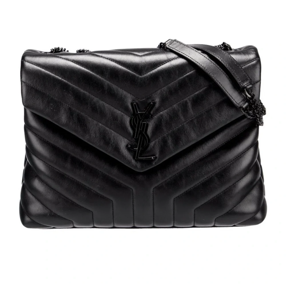 AUTHENTIC  Yves Saint Laurent Black LouLou medium Shoulder Bag /dust bag - Picture 5 of 11